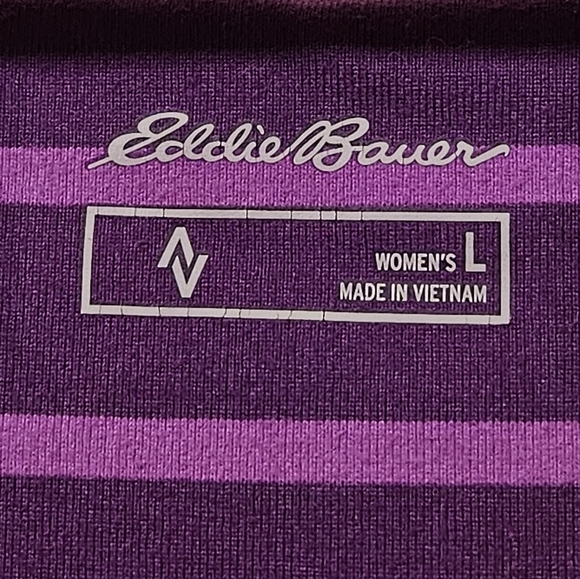 Eddie Bauer Striped Sleeveless Travel V-Neck Aster A Line Purple Dress size L - Picture 4 of 7
